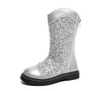 Botas Niño Invierno Impermeables - De Piel Sintética Brillante para S Es Cómodos con Suela Antideslizante A La Moda para Invierno para S Pequeños (Silver 315 Little Child)