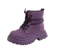 Botas Niño Invierno Impermeables - Es De Ante De Moda para S con Cremallera Lateral Y Diseño con Cordones para Otoño E Invierno Suela Cómoda (Purple 295 Little Child)