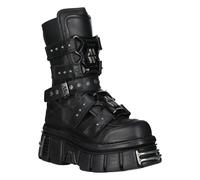 Botas Nuevas Rock M-MET422-S1 Unisex Metálicas Negras De Cuero Plataforma Gótico