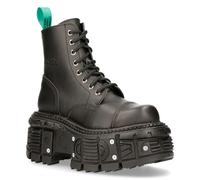 Botas Nuevas Rock TANKMILI083C-V2 Veganas De Cuero Negro Plataforma Biker