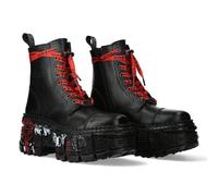 Botas Nuevas Rock WALL126CCT-C1 Unisex De Cuero Negro Metálico Plataforma Gótica