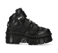 Botas Nuevas WALL285-S3 Unisex De Cuero Negro Metálico Con Plataforma Gótica