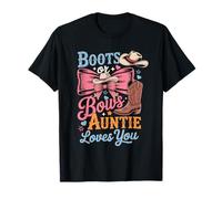 Botas o Lazos Auntie Loves You Gender Reveal Party Family Camiseta