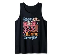 Botas o Lazos Auntie Loves You Gender Reveal Party Family Camiseta sin Mangas