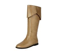 Botas occidentales, botas piratas medievales, botas góticas para hombres y mujeres que tiran de la pantorrilla, botas planas de jazz, botas de caballero, caqui, 45 EU