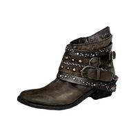 Botas occidentales cortas para mujer, botas de vaquero con tacones cuadrados, botas de invierno, botines de vaquero con tachuelas, para otoño, tiempo libre, Chelsea, botas de tobillo, botas góticas
