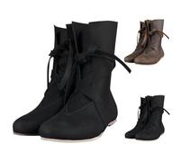Botas occidentales medievales de pirata para hombre, con correa gótica, para motocicleta, de media pantorrilla, planas, para jazz, Black, 40 EU