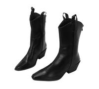 Botas occidentales para mujer con cremallera, botas de vaquero elegantes para mujer, botas de vaquero elegantes, botas de tacón para mujer, botas de tobillo para otoño e invierno, botines vintage de