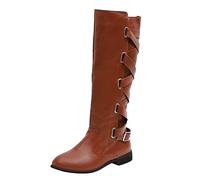 Botas occidentales por encima de la rodilla para mujer, botas largas de tacón alto, botas de tacón alto para mujer, moda de tobillo largo, zapatos clásicos, botines con tacón bajo por encima de la