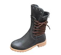 Botas Oferta Tamaño Comercio Exterior Zapatos de Mujer Estilo Europeo y Americano Color Sólido Punta Redonda Cremallera Trasera Botas Botas por encima de la Rodilla Sin Tacón, gris, 38 EU