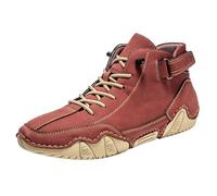 Botas ortopédicas de cuero para hombre, con cordones, parte superior alta, ajuste ancho, soporte de arco con correa ajustable, plataforma casual, senderismo, calzado deportivo, Red, 42 1/3 EU