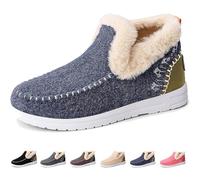 Botas ortopédicas de forro polar para mujer, zapatos de invierno con forro de piel con soporte de arco, puntera redonda, antideslizantes, cálidas, botas de nieve, Blue, 42 1/3 EU