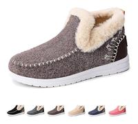 Botas ortopédicas de forro polar para mujer, zapatos de invierno con forro de piel con soporte de arco, puntera redonda, antideslizantes, cálidas, botas de nieve, Brown, 42 1/3 EU