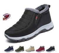 Botas ortopédicas para mujer, antideslizantes, cálidas, con forro de piel, botas de nieve impermeables con soporte de arco, zapatillas de ajuste ancho, Black, 38 EU