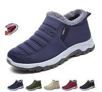 Botas ortopédicas para mujer, antideslizantes, cálidas, con forro de piel, botas de nieve impermeables con soporte de arco, zapatillas de ajuste ancho, azul marino, 41 EU