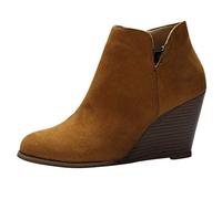 Botas PAOLIAN para Mujer Invierno Plataforma Cuña Botines Biker Tobillo Tacón Alto Otoño Fiesta Elegantes Cortas Piel Sintético con Hebilla Zapatos Vestir