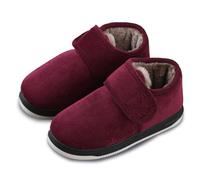 Botas para Diabéticos Hombres Mujeres Cálidos Antideslizantes Zapatos De Invierno De Corte Ancho con Correa Ajustable para Interiores y Exteriores Pantuflas Women Wine Red A 41