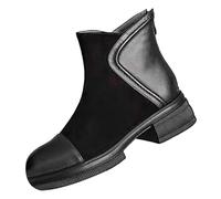 Botas para mujer, botas de senderismo con cremallera en la espalda, tacón grueso, puntera redonda, fáciles de limpiar, fáciles de poner y quitar, botas de senderismo cálidas, para pasear al perro