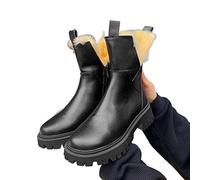 Botas para Mujer Botines de Invierno Cuero Tallas Grandes Piel de Becerro + Lana Piel de Becerro Completa Cremallera Lateral Botas Modernas Botas cálidas