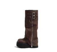 Botas para Mujer de 7 cm con Suela Gruesa Que Aumentan la Estatura Cremallera Lateral Botas de Mujer hasta la Rodilla para otoño e Invierno Plantilla Suave Transpirables no Dan Calor en los pies