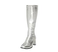 Botas para mujer de los años 60 y 70, retro, tallas 3-12, Silver, 37 EU