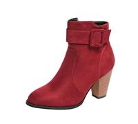 Botas para mujer del Reino Unido, botas de vaca para niña, sin cordones, duraderas, puntera cuadrada, botines para caminar, media altura, con cordones, cierre de cremallera, zapatos de tacón bajo y