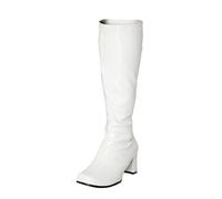 Botas para mujer, para fiesta, Go Go Go de los años 60, 70, retro, talla 3, 4, 5, 6, 7, 8, 9, 10, 11, 12, varios diseños, blanco (White Patent), 41 EU