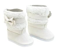 Botas para muñecas, zapatos para muñecas de 18 pulgadas, 1 par de botas de nieve, zapatos en miniatura de invierno con forro de piel sintética blanca y accesorios para lazos para de 18 pulgad