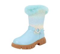 Botas para Niños Botas Altas para Niñas Otoño Invierno Forro Polar Arcoíris Prendas De Vestir (Blue 365 Big Kids)