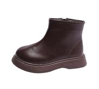 Botas para niños, impermeables, de terciopelo, cálidas, versátiles, con cremallera lateral, con fondo suave, no deslizantes, de algodón, botas de nieve, 37, marrón, 24 EU