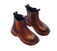 Botas para niños, para otoño e invierno, estilo británico, estilo Chelsea, de charol, botas de charol para niñas y niños, con cremallera lateral, antideslizantes, informales, zapatos de moda para