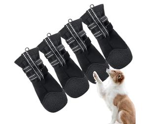Botas para perro - Juego de 4 protectores de patas impermeables para mascotas, a prueba de fugas, antideslizantes, para todo tipo de clima, para caminar y caminar sobre asfalto caliente, nieve y