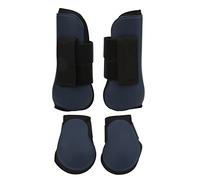 Botas para tendones de caballo, protector elástico de PU que absorbe los golpes, protector de pata de caballo delantero y trasero para competiciones todoterreno (Un conjunto de azul marino Medio)