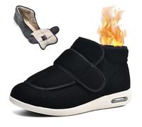 Botas Pie Diabetico Invierno Cálidas Hombre Zapatos para Diabéticos Mujer Zapatillas Ajustables en valgo del Pulgar pies lesionados y Zapatos hinchados Men Black 37.5