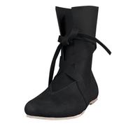 Botas piratas medievales para hombre, botas de media pantorrilla para hombre, puntera de almendra, botines planos, antideslizantes, zapatos de tobillo vikingos con cordón, calzado casual con cordones