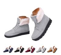 Botas Plataforma Mitad de la Tortilla Para Mujer Punta Redonda, Botas De Nieve Mujer Piel 2025 Nuevo Botín Relleno Botas De Gran Tamaño Bota Color Sólido Zapato Antideslizante Bota, azul, 37 EU
