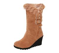 Botas Plataforma Mitad Mollet Para Mujer Bota Redonda Botines Mujer Cuero Tacón Cuña Botín Con Relleno Caliente Bota Invierno Chic 2025 Nuevo Boot Mi Mollet Zapato Plataforma Antideslizante Botín