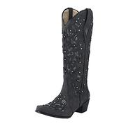 Botas por encima de la rodilla Botines de mujer con tacón Botas de vaquero occidentales Botas de invierno Bordado de moda Botas de invierno de alta calidad con brillantes diamantes de imitación para