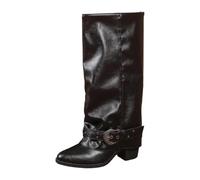 Botas por Encima de la Rodilla Elegantes Botas Suaves Media caña con Correa Ajustable. clásicas Que Llegan hasta la Pantorrilla. Comodidad Suave versatilidad para el Uso Diario. (Black, 39)