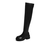 Botas por encima de la rodilla para mujer, botas anchas, botas de tiburón, botas de moda por encima de la rodilla, elegantes, elásticas, botas altas hasta la rodilla de poliuretano con tacones gruesos