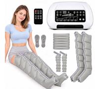 Botas Presoterapia para Drenaje Linfático Y Recuperación Deportiva | Masajeador 6 Cámaras para Piernas, Pies, Brazos Y Abdomen, Compresión 30-240 mmHg, Temporizador 0-60 Min, Mando Portátil