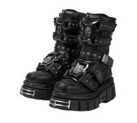 Botas Punk para otoño e invierno, cómodas, punk, góticas, hasta la rodilla, con decoración de metal, botas de motocicleta con remaches, beige, 41 1/3 EU