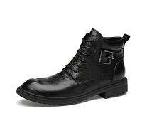 Botas Redondas para Hombres Estampado de cocodrilo con Hebilla de Cuero de Vaca Cuero Resistente portátil no es Deslizamiento Vestido Casual