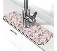Botas Retro Vaquera Flor Rosa Esterilla de Grifo para Fregadero de Cocina Alfombrilla de Escurrir para Fregadero de Cocina Antisalpicaduras Absorbente Secado Rápido Fregadero Cocina Esterilla de Grifo