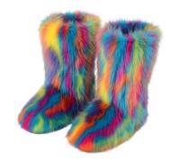 Botas S de Mujer Moda Casual Invierno al aire libre Deportivas Coloridas Cálidas Lana Como Botas de media pantorrilla Zapatos Botas Cuero Altas, violeta, 41 EU