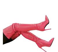 Botas sobre la Rodilla para Mujer,Botas Altas hasta el Muslo Tacones Altos Delgados Puntiagudos Cremallera Invierno Otoño Fiesta Casual,Pink-44