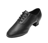 Botas Tacones para Hombres Rodilla de Gran Ancho Danza Latina Zapatos de Baile Salón Zapatos de Entrenamiento en el Salón Zapatos de Cuero Sandalias Cuñas Enhebradas para Hombres 2 Pulgadas, Le Noir