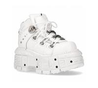 New Rock TANK 106 Botines Plataforma Zapatos Unisex Punk Gótico Cuero Blanco | Suela Tank con Tornillos | Cierre Cordones M.TANK106-C1 (Blanco, Sistema tallas calzado EU, Adulto, Números, mediano, 38)