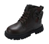 Botas Tobillera niña tacón Grueso cómoda Calzado Casual Desnudo Infantil (Brown, 28.5 Little Child)