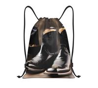 Botas Vaqueras con Sombrero Negro De Vaquero Y Estampado Bolsas Mochila Deportiva Ligera Bolsa para Escuela Escolar Adolescentes 36X42Cm